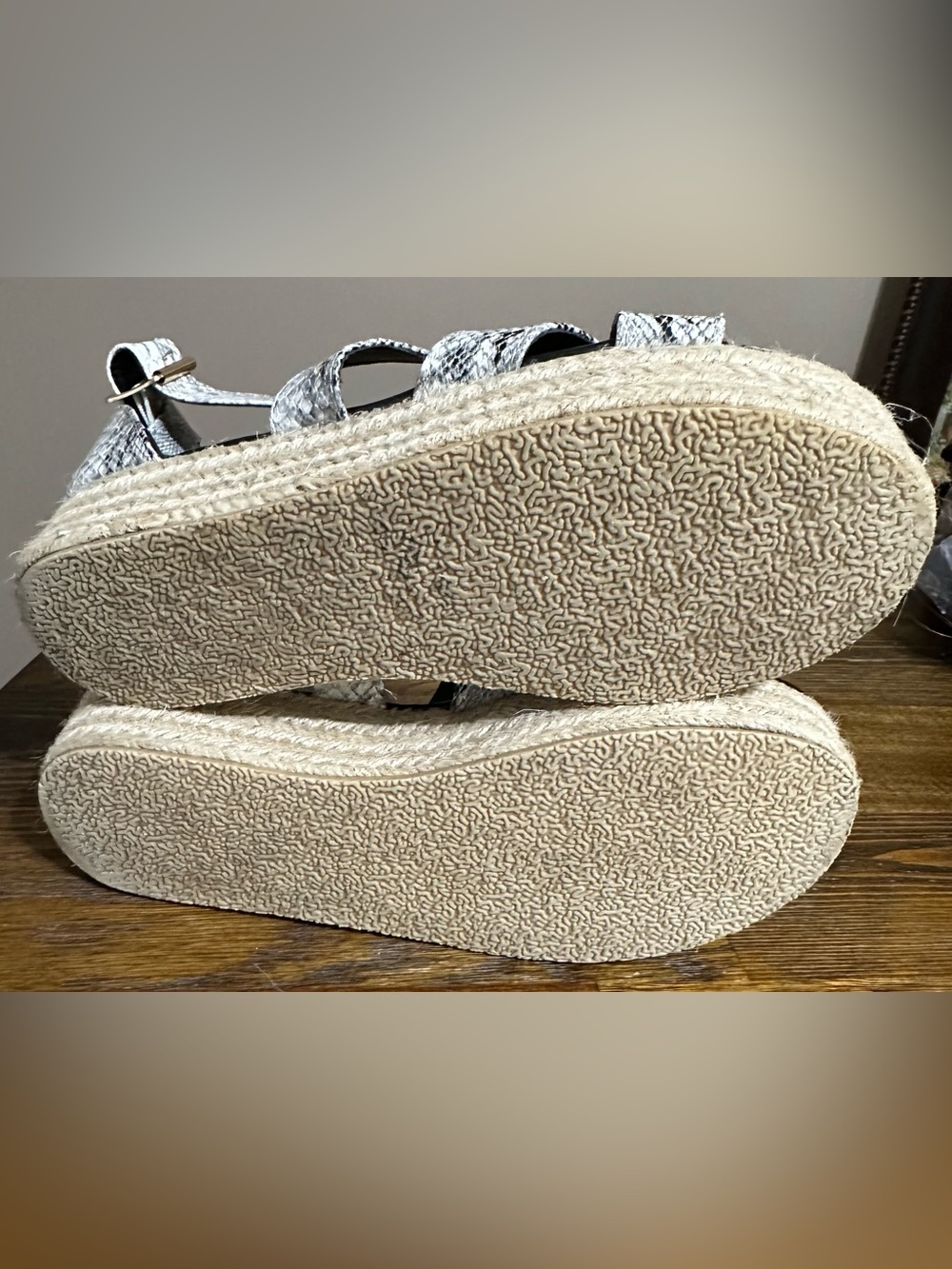 Braided Espadrille Platform Sandal in White Snake Print - Picture 7 of 7